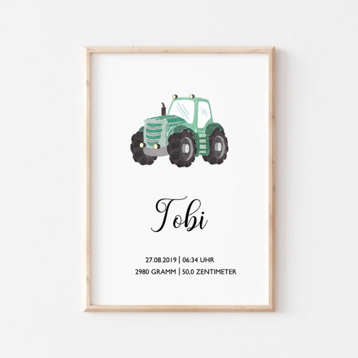 Personalisiertes Geburtsposter zum Download, Versandprodukt, Fahrzeuge, Poster mit Geburtsdaten, Namen, Geschenk zur Geburt, Taufe, DIN A4