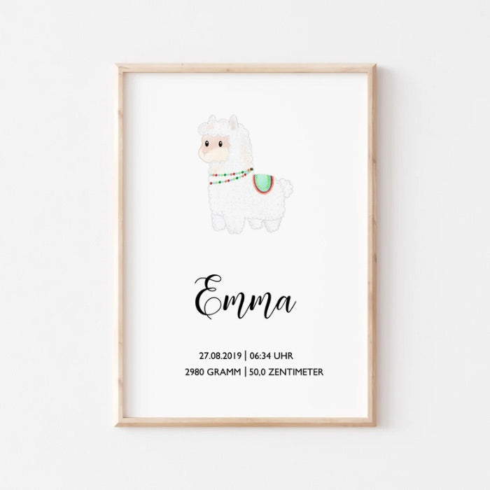 Personalisiertes Geburtsposter zum Download, Versandprodukt, Tiere, Otter, Pinguin, Wolf, Lama, Poster mit Geburtsdaten, Namen, Geschenk zur Geburt, Taufe, DIN A4