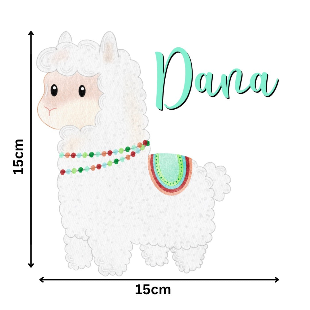 personalisiertes Bügelbild Lama