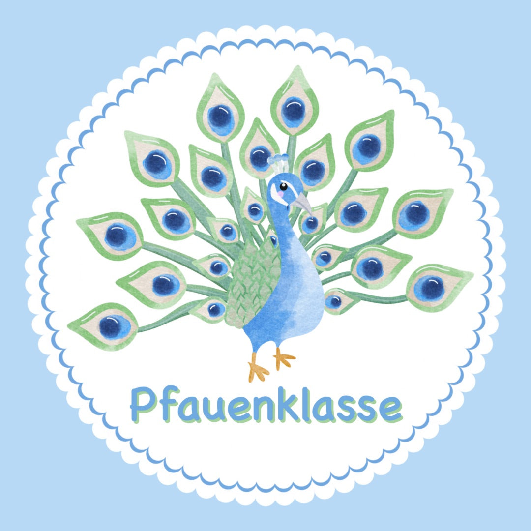 Bügelbild Pfau Klassenlogos