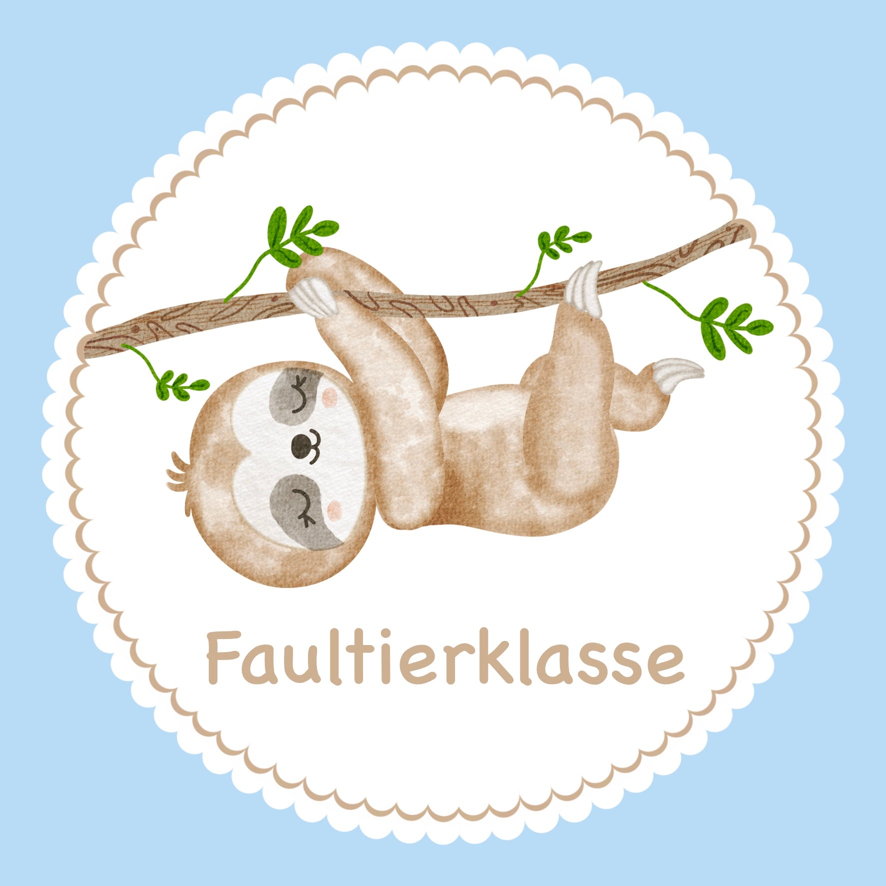 Bügelbild Faultier Klassenlogos