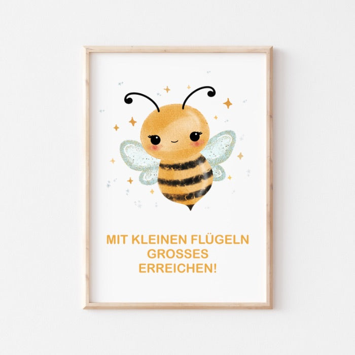 Affirmationsposter zum Download, Versandprodukt, Biene, Geschenk zur Geburt, Taufe, DIN A4