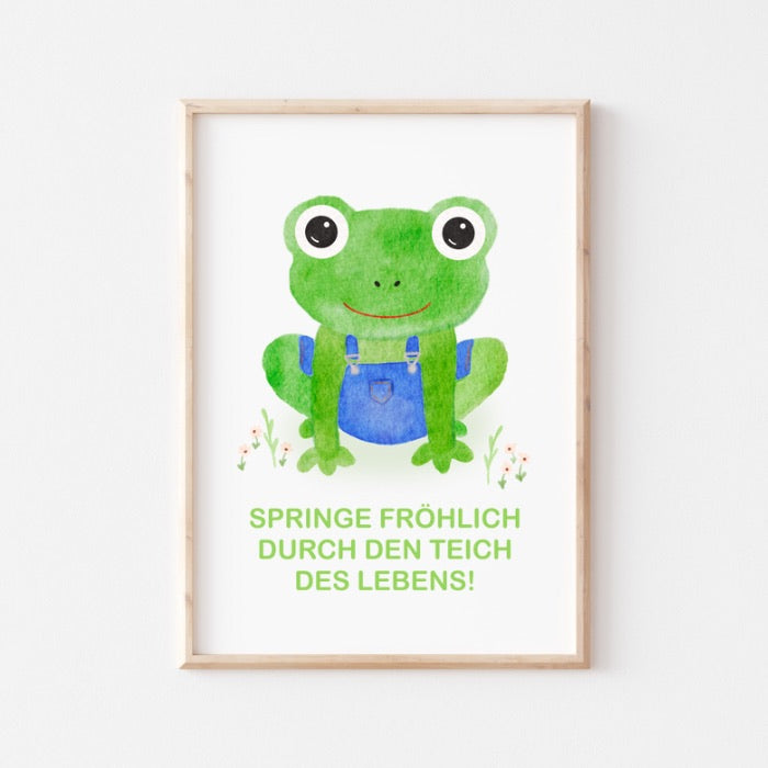 Affirmationsposter zum Download, Versandprodukt, Frosch, Geschenk zur Geburt, Taufe, DIN A4