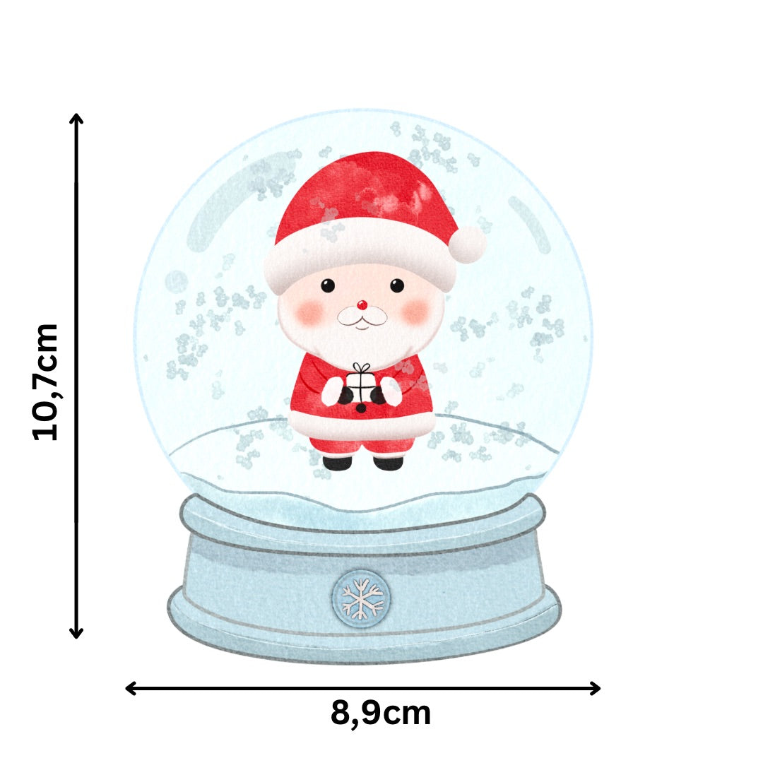 Bügelbild Weihnachtsmann in der Schneekugel