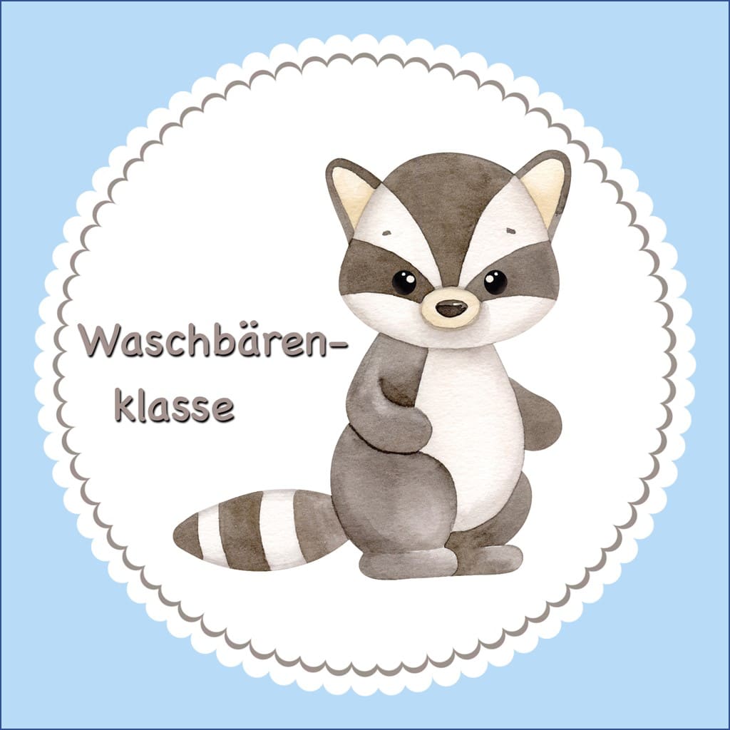 Bügelbild Waschbär Klassenlogos