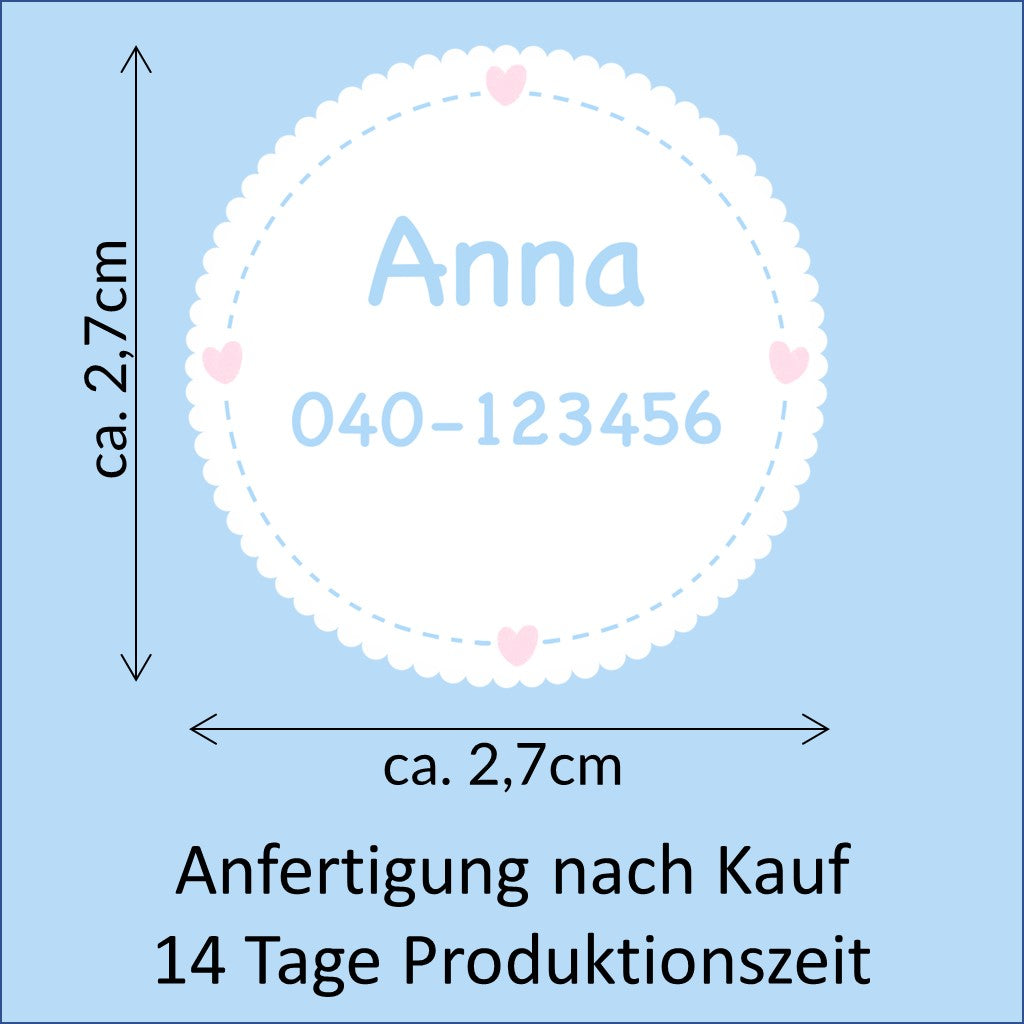 16 Namensetiketten zum Aufbügeln
