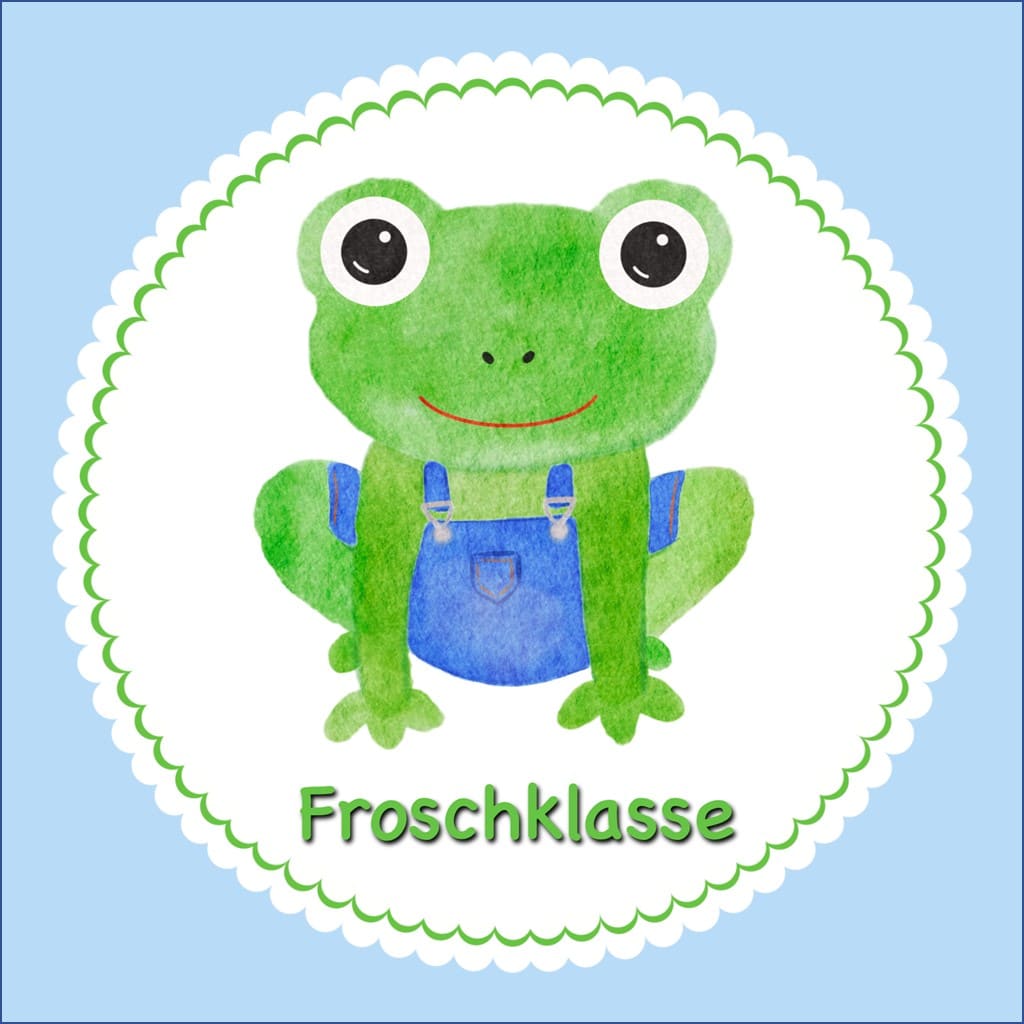 Bügelbild Frosch Klassenlogos