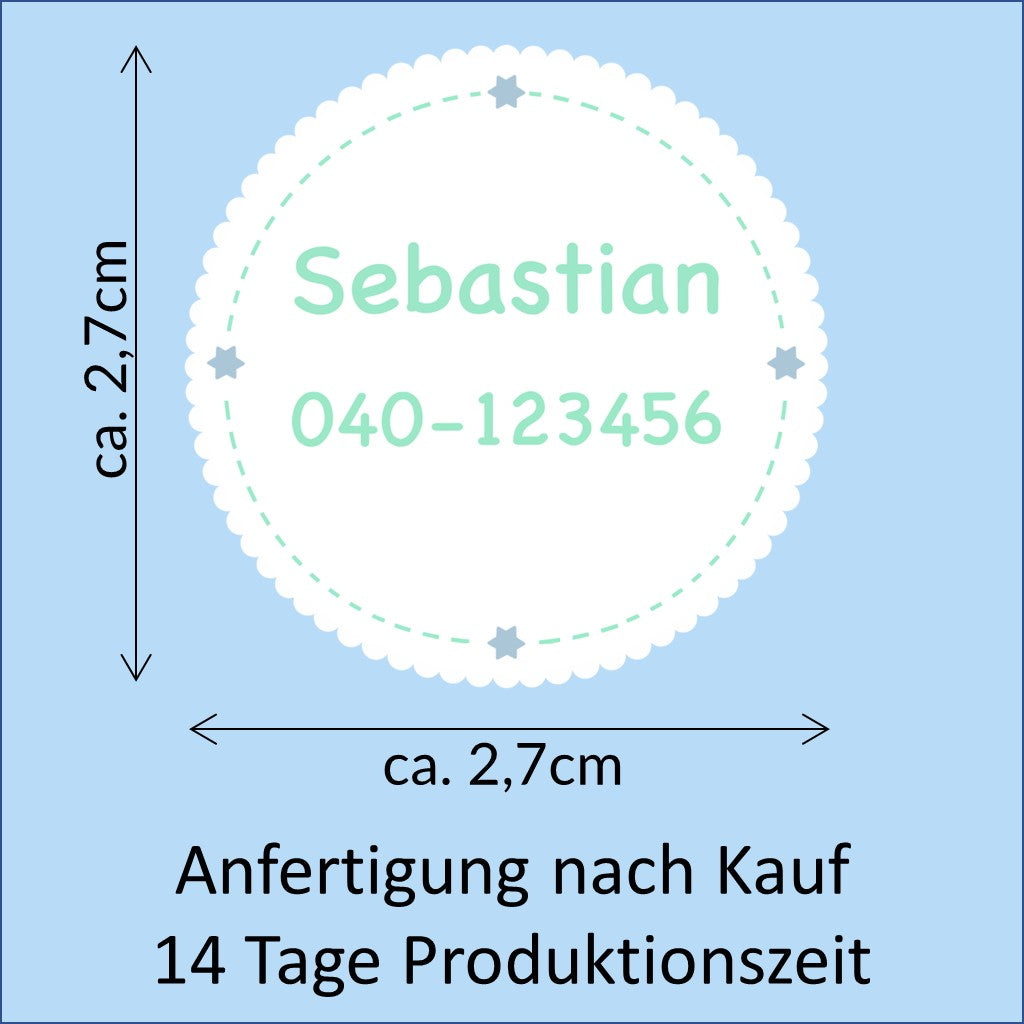 16 Namensetiketten zum Aufbügeln