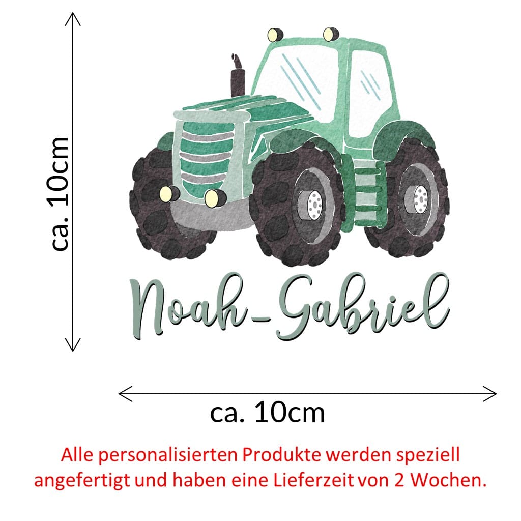 personalisiertes Bügelbild grüner Traktor