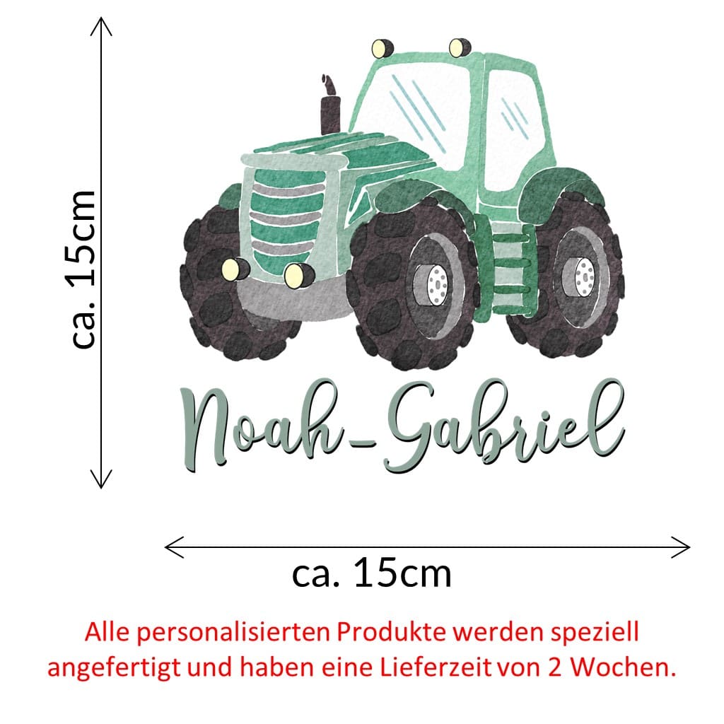 personalisiertes Bügelbild grüner Traktor