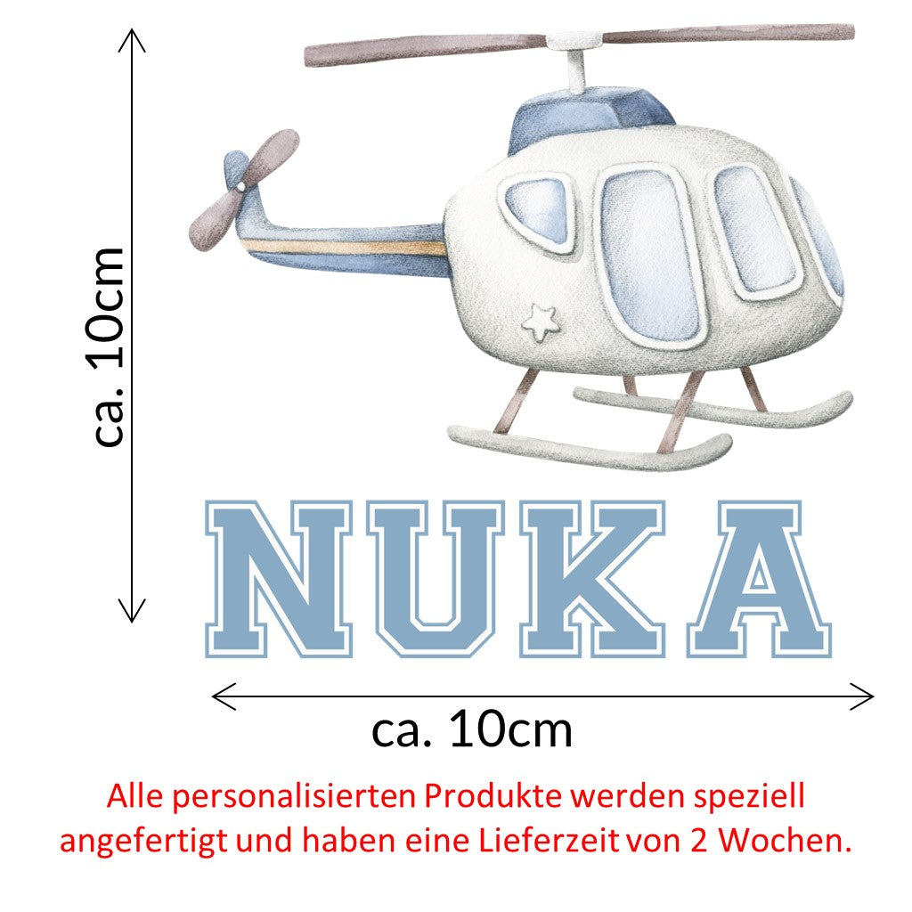 personalisiertes Bügelbild Hubschrauber