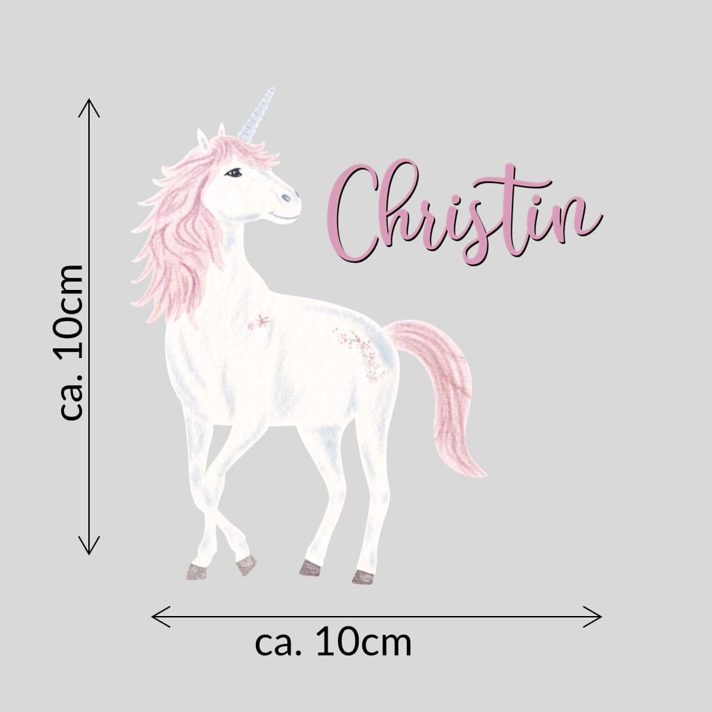 personalisiertes Bügelbild Einhorn