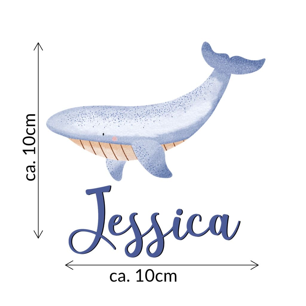 personalisiertes Bügelbild Blauwal