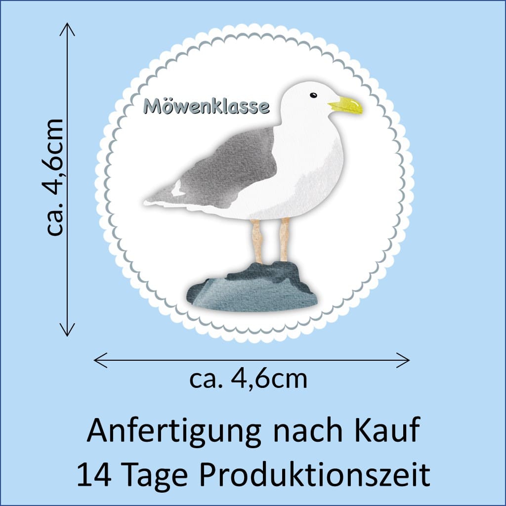 Bügelbild Möwe Klassenlogos