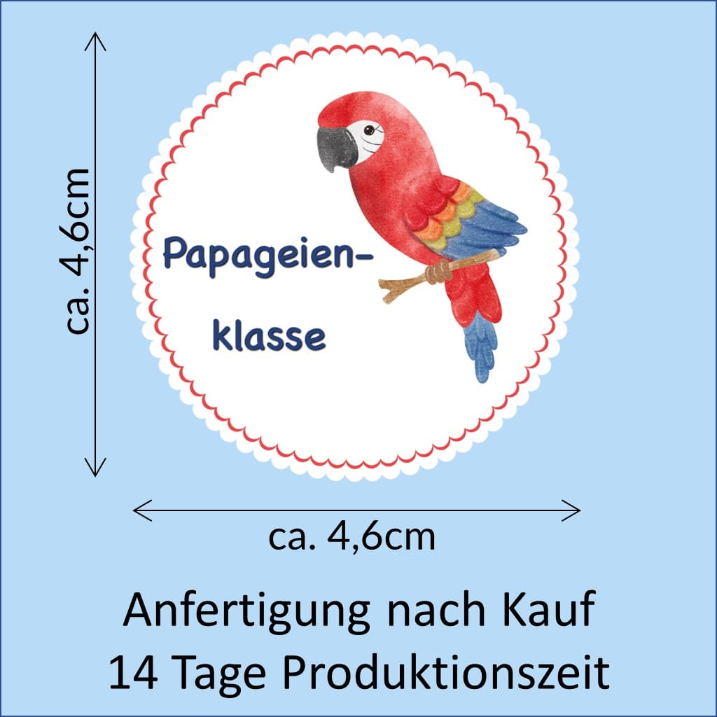 Bügelbild Papagei Klassenlogos