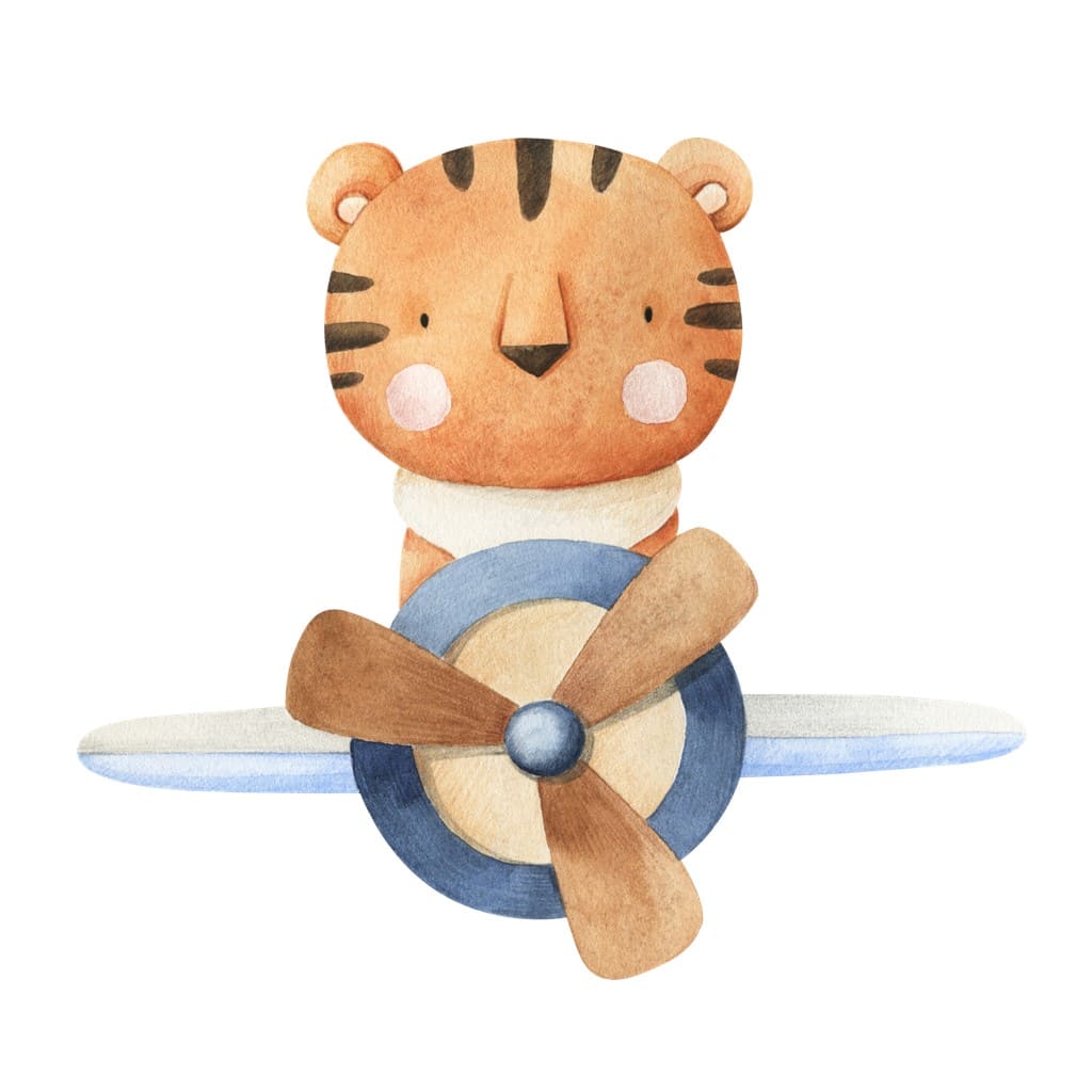 Bügelbild Tiger im Flieger