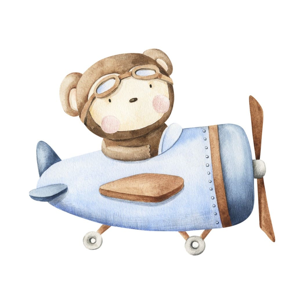 Bügelbild Bär im Flieger