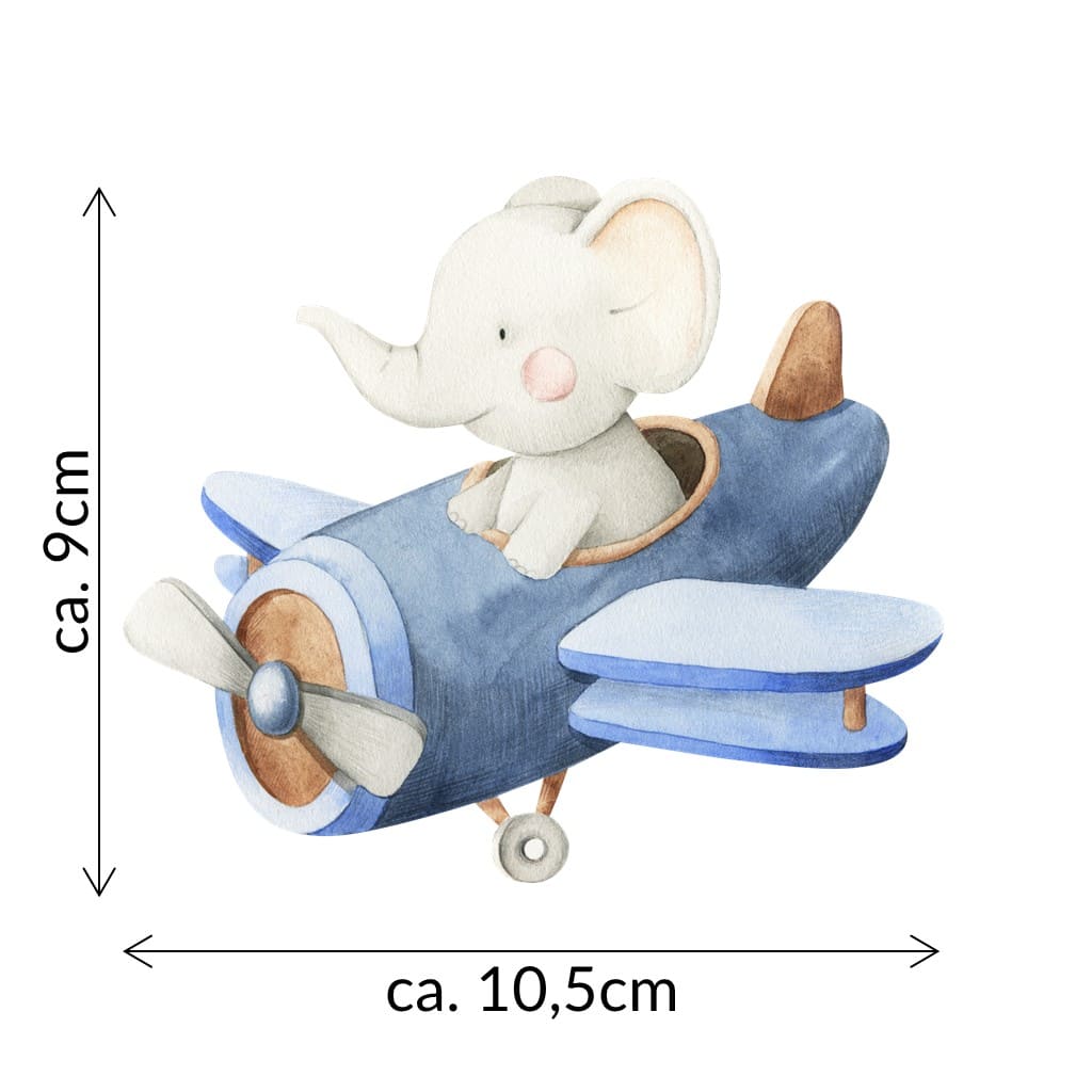 Bügelbild Elefant im Flieger