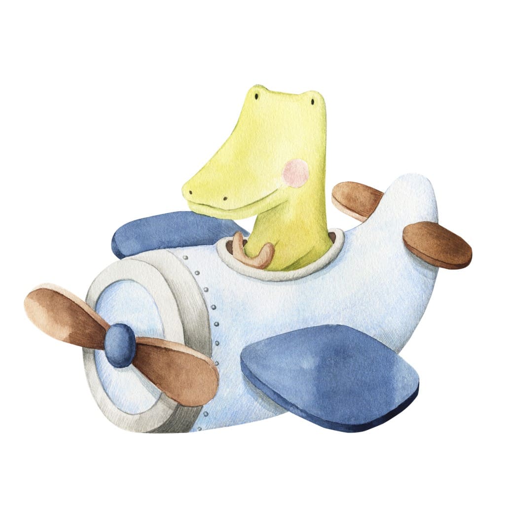 Bügelbild Krokodil im Flieger