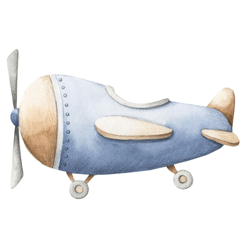 Bügelbild blaues Flugzeug