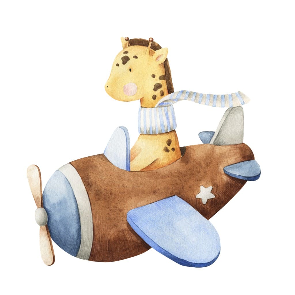 Bügelbild Giraffe im Flieger