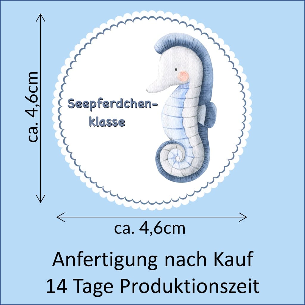 Bügelbild Seepferdchen Klassenlogos