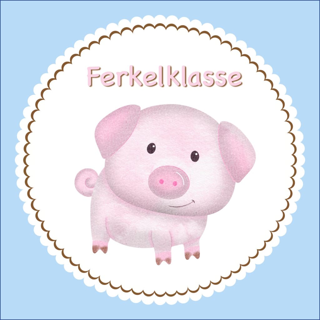Bügelbild Ferkel Klassenlogos
