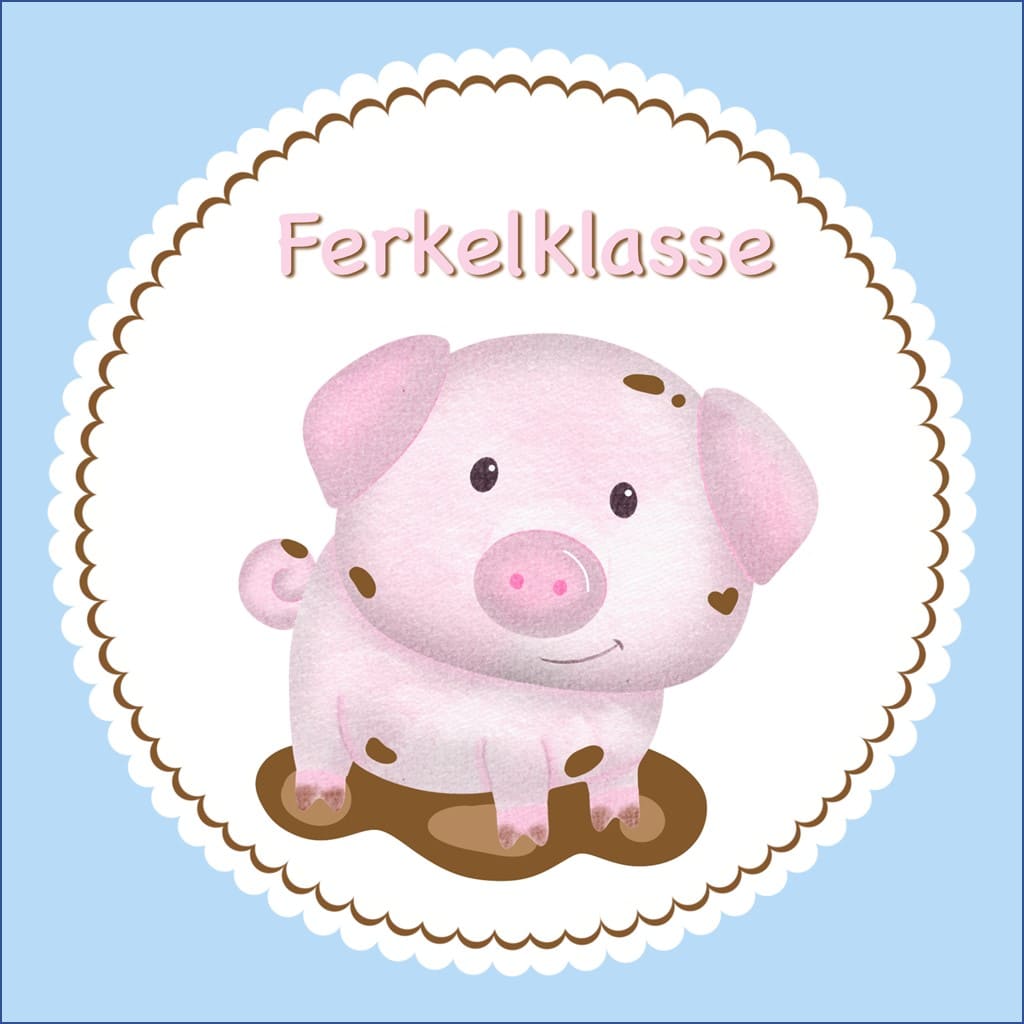 Bügelbild Ferkel Klassenlogos