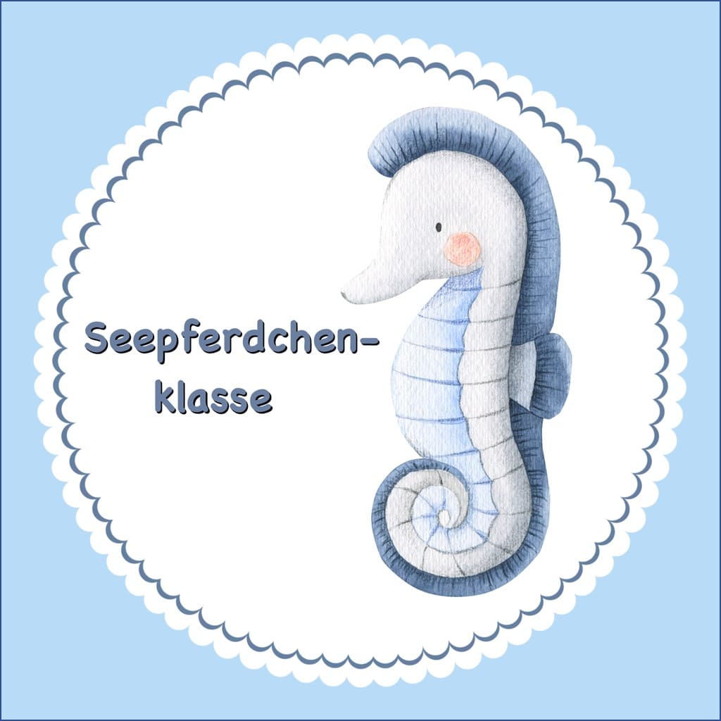 Bügelbild Seepferdchen Klassenlogos