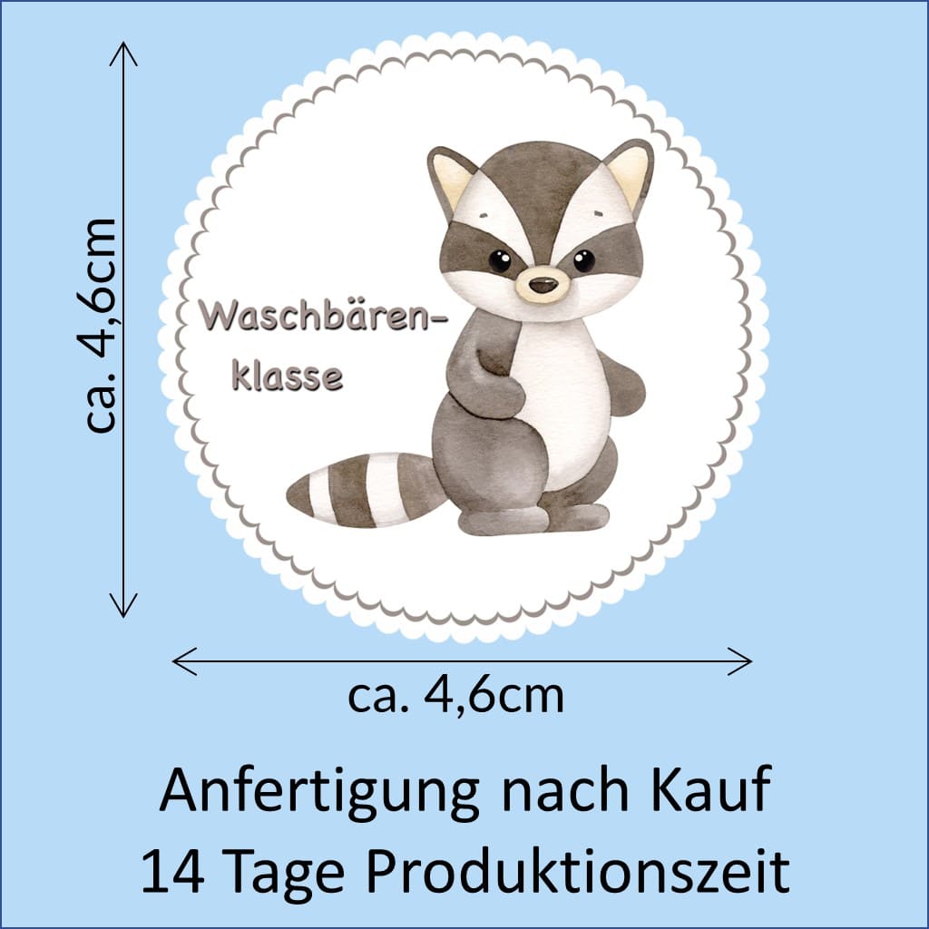 Bügelbild Waschbär Klassenlogos