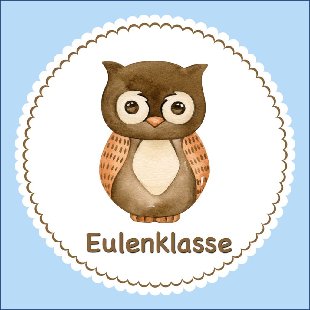Bügelbild Eule Klassenlogos
