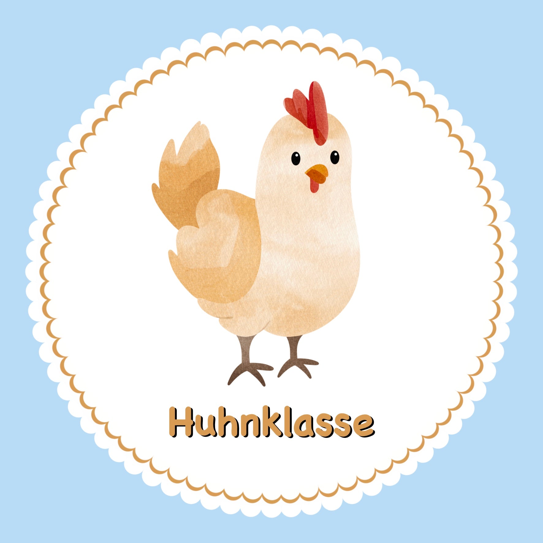 Bügelbild Huhn Klassenlogos
