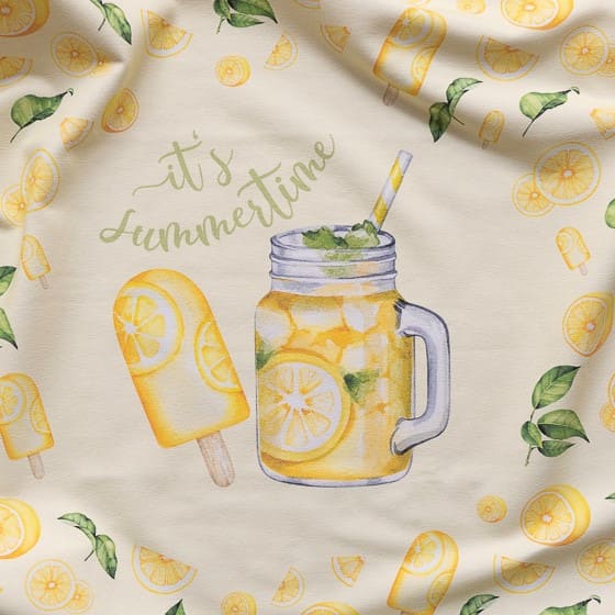 Stoffpanel Zitroneneis und Zitronenlimonade it´s Summertime