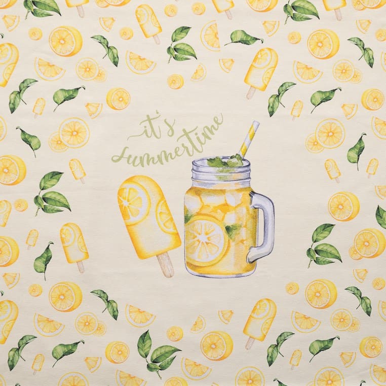 Stoffpanel Zitroneneis und Zitronenlimonade it´s Summertime