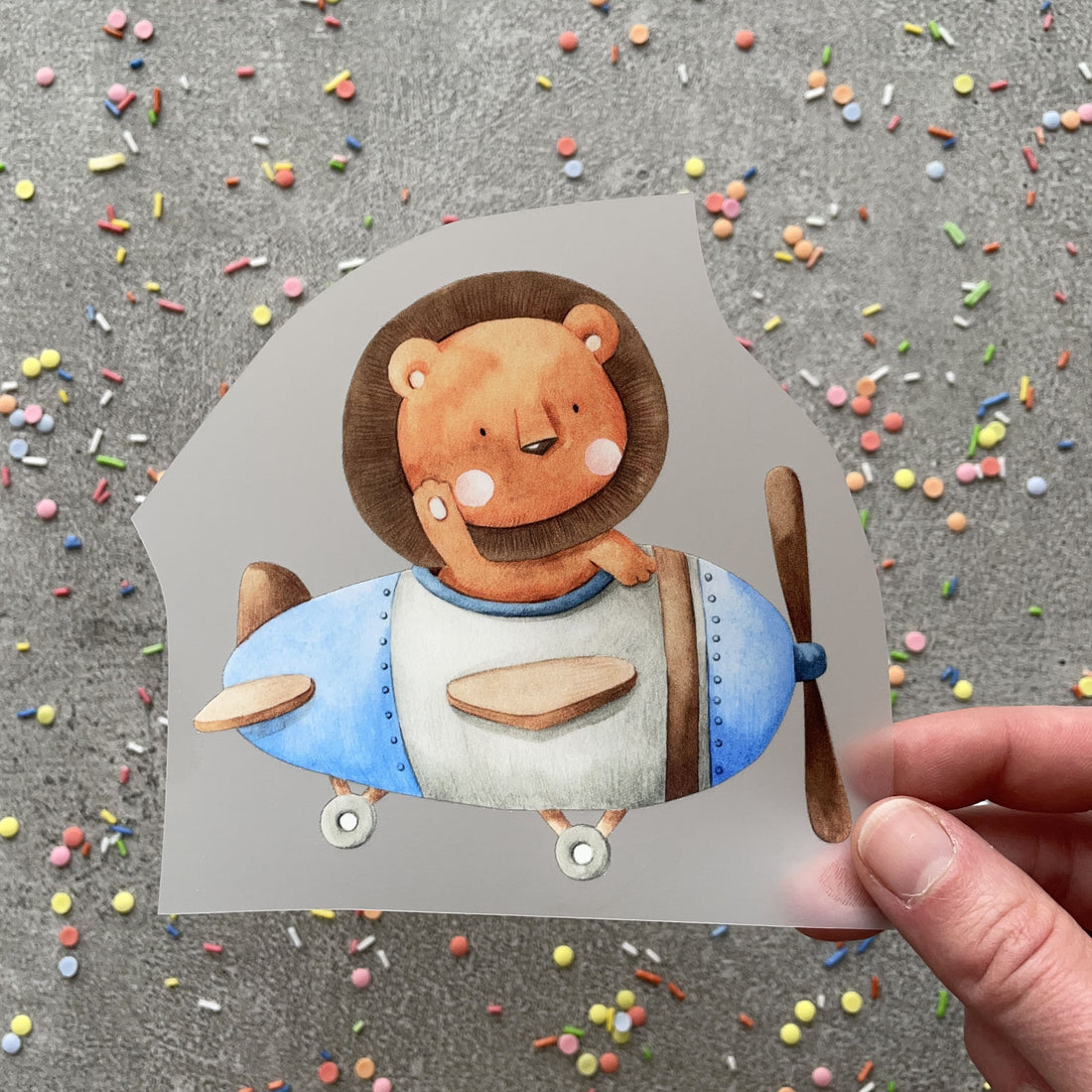 Bügelbild Löwe im Flieger