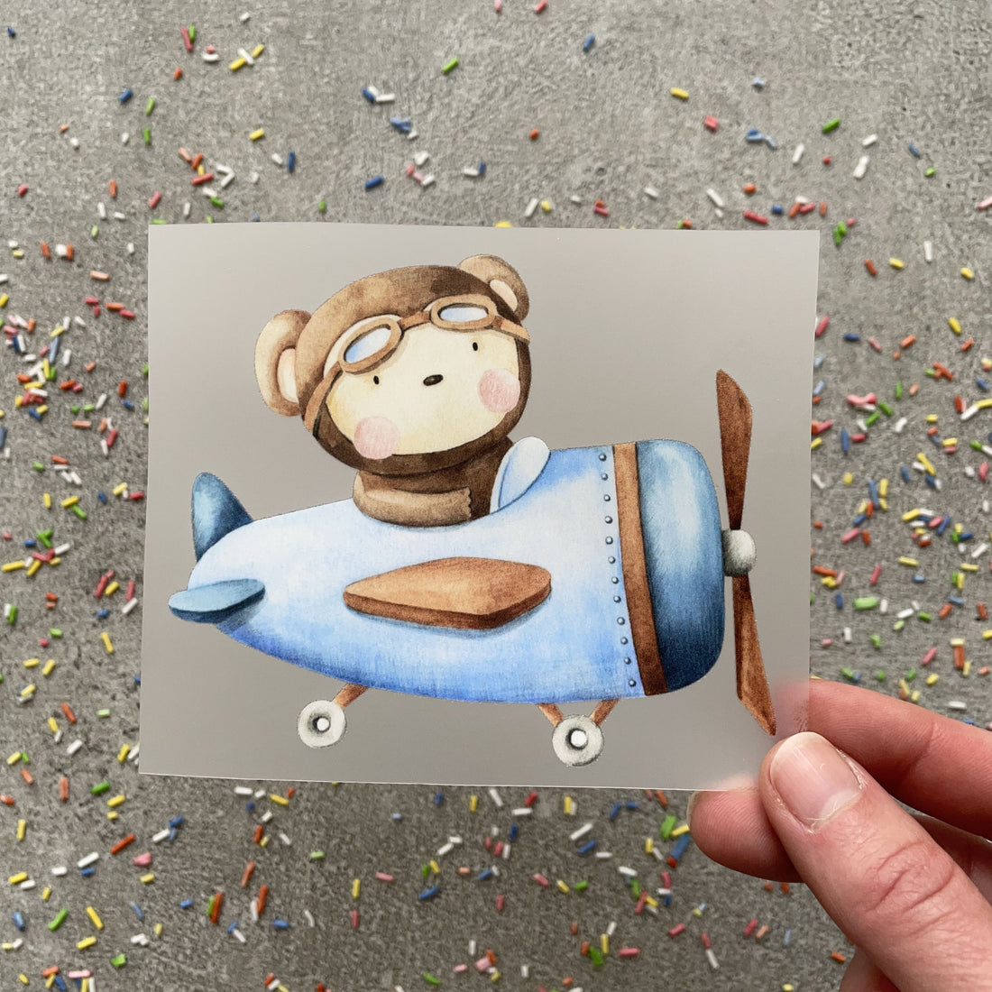 Bügelbild Bär im Flieger