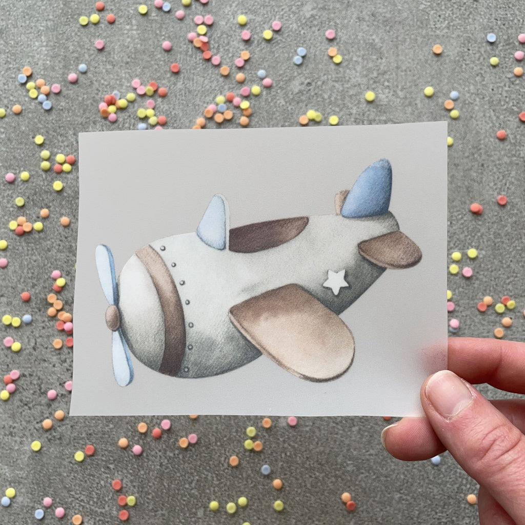 Bügelbild graues Flugzeug