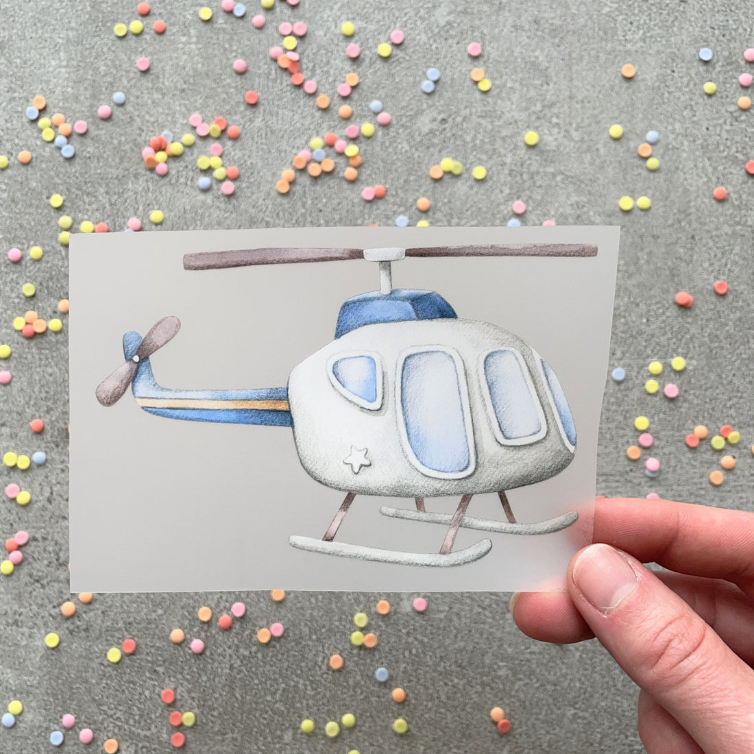 Bügelbild grauer Helikopter