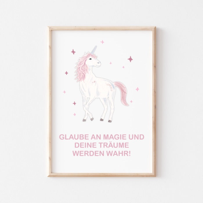 Affirmationsposter zum Download, Versandprodukt, Einhorn, Geschenk zur Geburt, Taufe, DIN A4