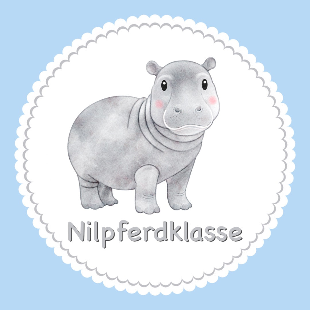 Bügelbild Nilpferd Klassenlogos