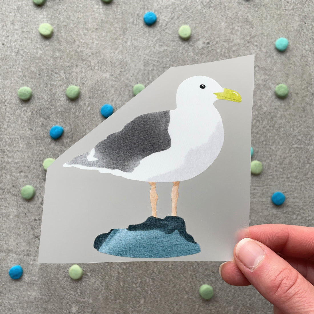 Bügelbild Möwe Martha auf einem Stein