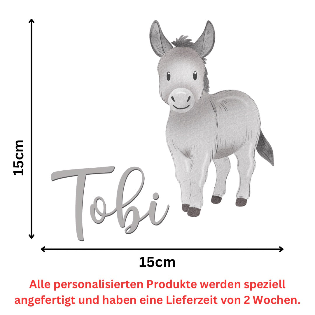 personalisiertes Bügelbild Esel