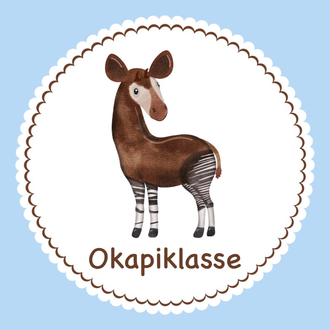 Bügelbild Okapi Klassenlogos