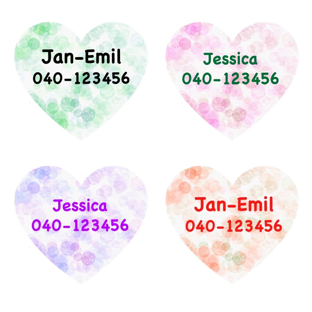 16 Namensetiketten Herzform zum Aufbügeln