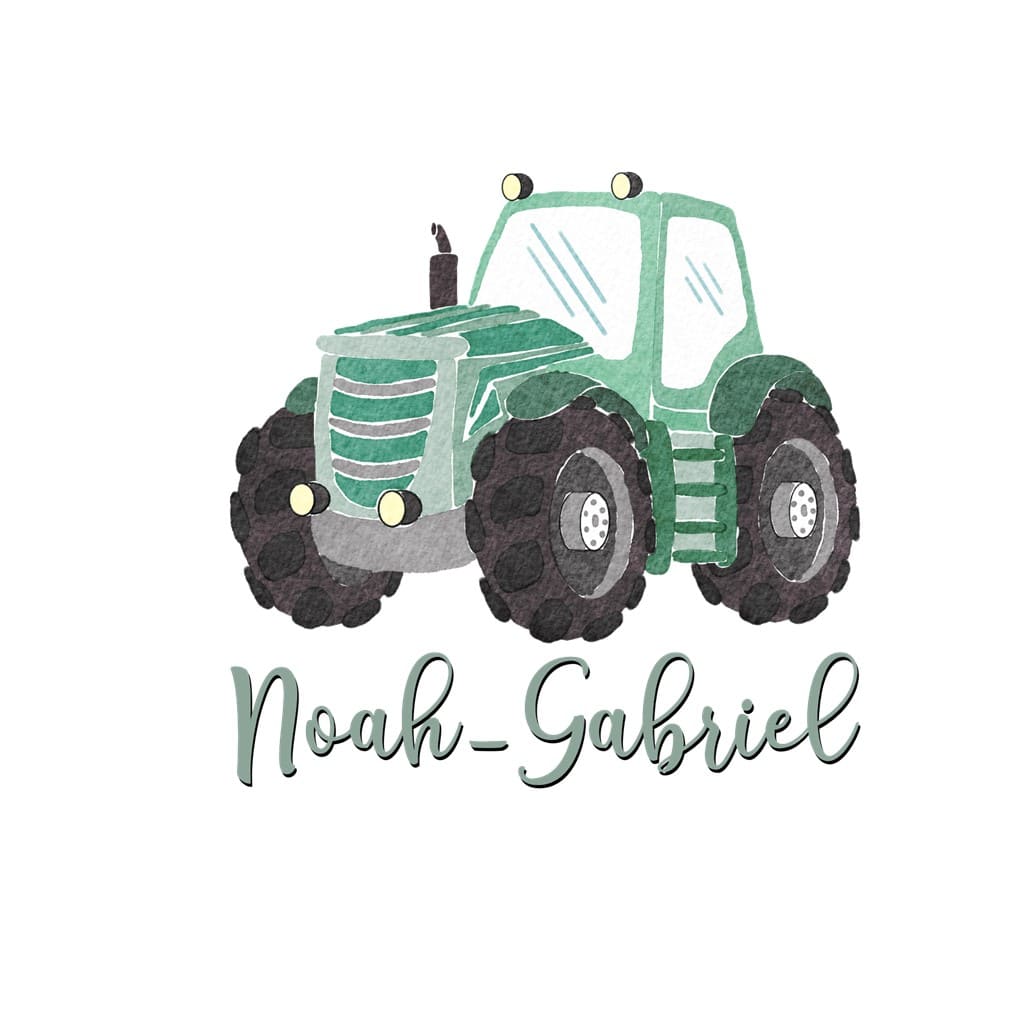 personalisiertes Bügelbild grüner Traktor