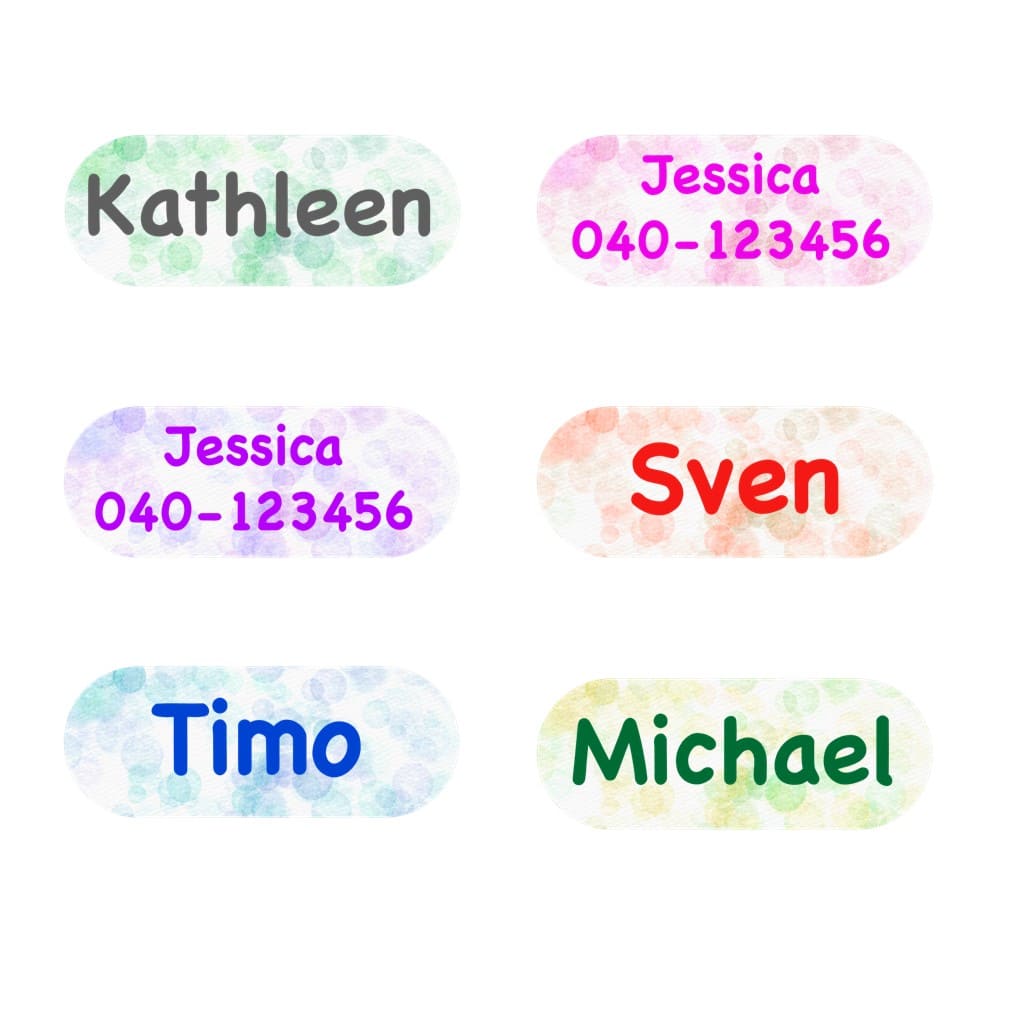 24 Namensetiketten zum Aufbügeln