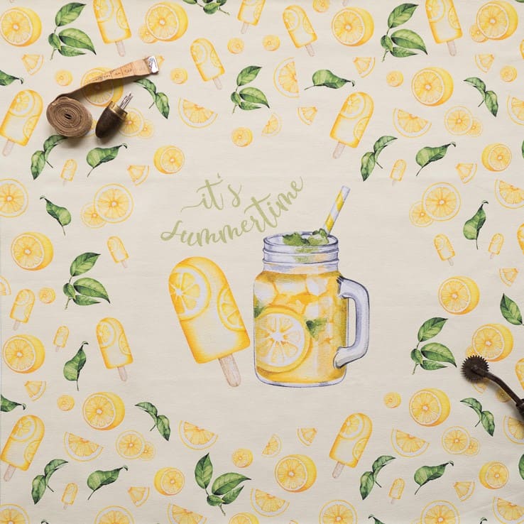 Stoffpanel Zitroneneis und Zitronenlimonade it´s Summertime